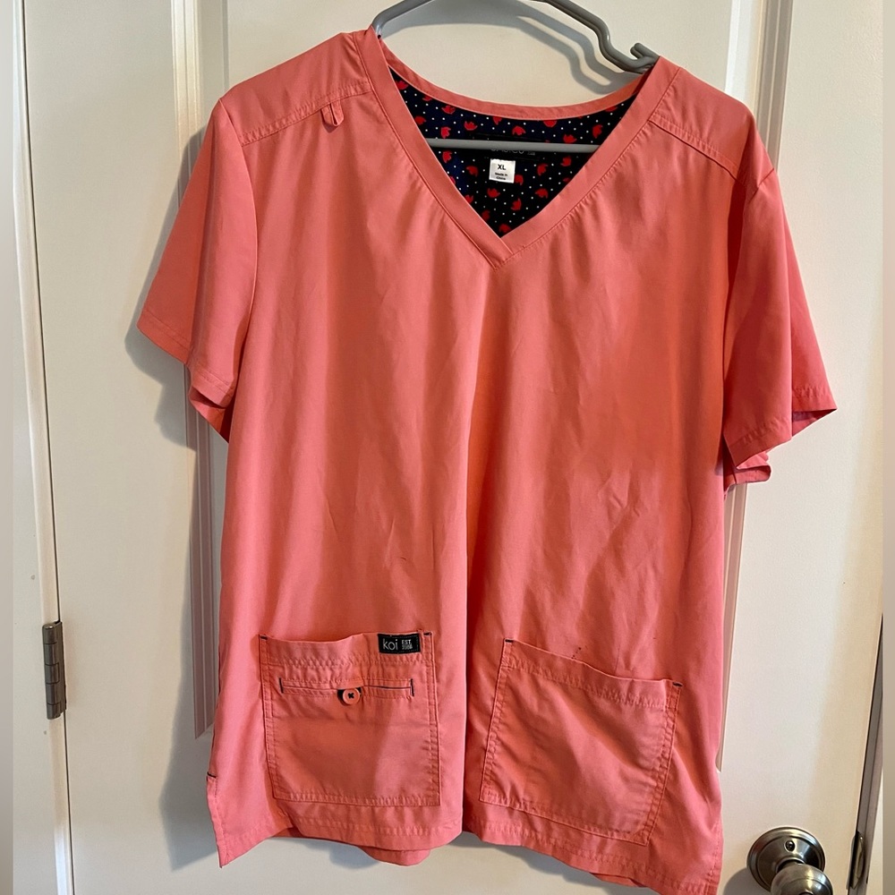 Koi Pink Scrub Top XL